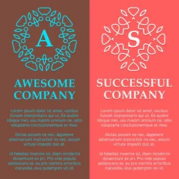 Multicolored Monogram Logos Set Stock Illustration