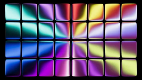 Multicolored mosaic. Vivid neon gradient spinning across multiple square Stock Footage 328170084