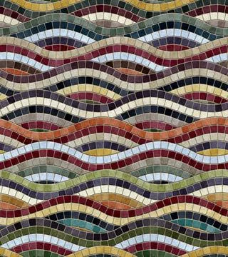 Multicolored mosaic with wavy lines design. seamless repeating pattern. Stock Illustration