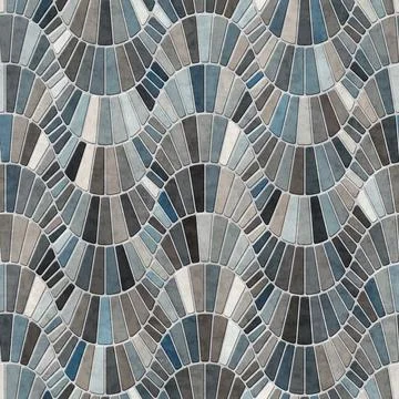 Multicolored mosaic with wavy lines design. seamless repeating pattern. Stock Illustration