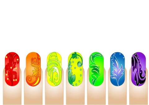 Multicolored nails Stock Illustration