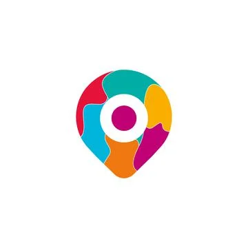 Multicolored navigation markup bubble. vector icon Stock Illustration