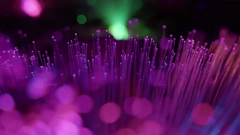 Multicolored neon abstract background made of luminous optical fibers Stock Footage 182373018