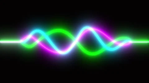 Multicolored Neon Audio Waves on Black Background Stock Footage 331098991