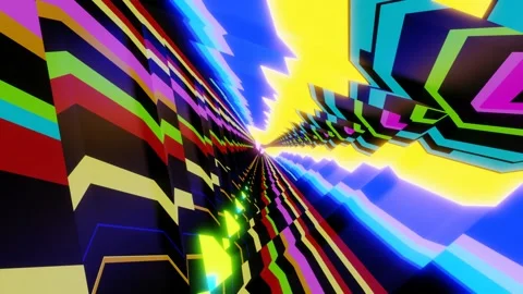 Multicolored neon flickering triangular tunnel. Stock Footage 165894342