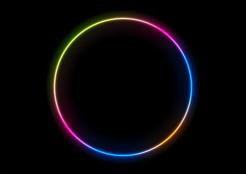Multicolored neon glowing ring circle abstract design Stockillustratie