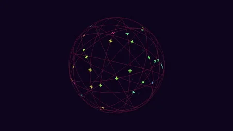 Multicolored network of lines and dots showcasing connections and information 스톡 동영상 263537191