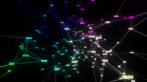 Multicolored neural network.Network Nodes - an abstract representation of Stock Footage 100188100