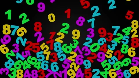 Multicolored numbers slowly fly from top to bottom Stock Footage 161087891