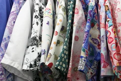 Multicolored nurse's uniforms Stock Photos