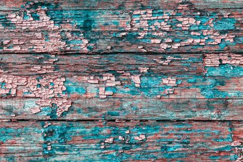 Multicolored oil paint texture on wood bench Stock Photos