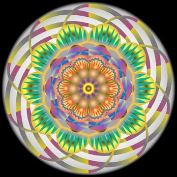 Multicolored oriental vintage pattern with arabesques floral elements, mandala Stock Illustration