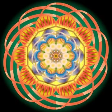 Multicolored oriental vintage pattern with arabesques floral elements, mandala Stock Illustration