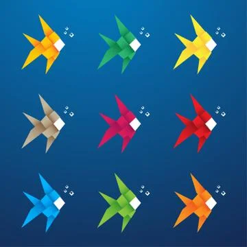 Multicolored origami fish Stock Illustration
