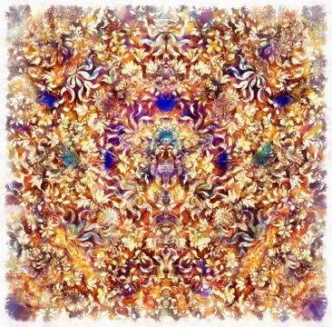 Multicolored ornamental structure pattern. Floral ornament background. Illustrazione stock
