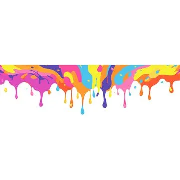 Multicolored paint splashes dripping down 库存插图
