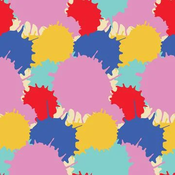 Multicolored paint spots seamless pattern, chaos rainbow expression, abstract Stock Illustration