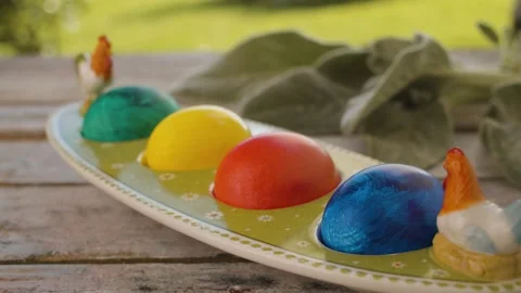 Multicolored painted Easter eggs Stock Footage 137809130