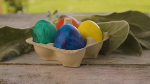 Multicolored painted Easter eggs Stock Footage 137811788