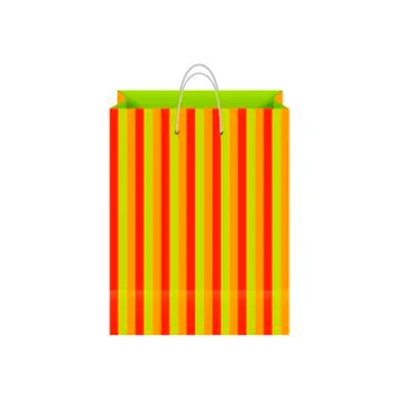 Multicolored paper shopping bag. vector. Stock Illustration