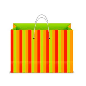Multicolored paper shopping bag. vector. Stock Illustration