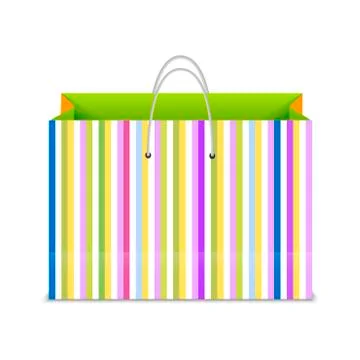 Multicolored paper shopping bag. vector. Stock Illustration