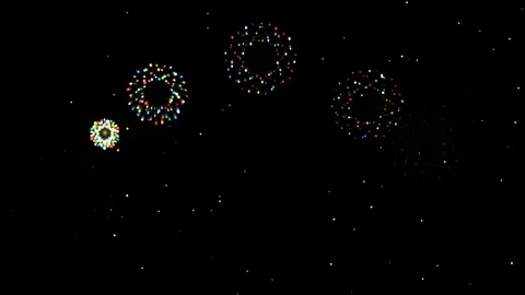 Multicolored Particle Rings Moving Across Black Background Vídeo Stock 344764378