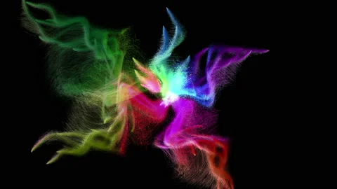 Multicolored particles on black Stock Footage 90523072