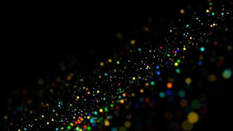 Multicolored particles in liquid float and glisten. 4k 3d advection background Stock Footage 109370970
