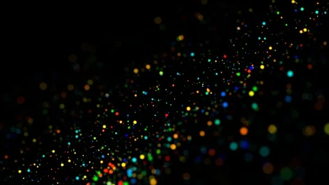Multicolored particles in liquid float and glisten. 4k 3d advection background Stock Footage 109375599