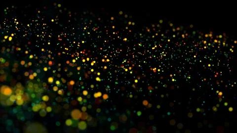 Multicolored particles in liquid float and glisten. 4k 3d advection background Stock Footage 109386366