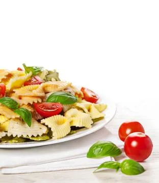 Multicolored pasta on light background Stock Photos