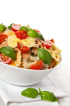Multicolored pasta on light background Stock Photos