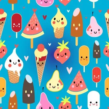Multicolored pattern funny ice cream Stock Illustration