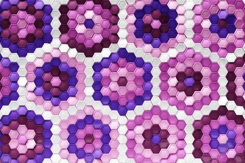 Multicolored pattern, hexagon pattern. 3D visualization Stock Illustration