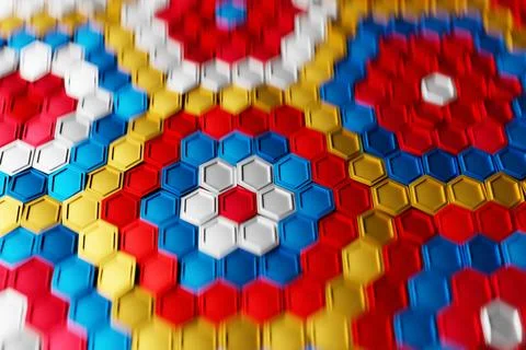 Multicolored pattern, hexagon pattern. 3D visualization Stock Illustration