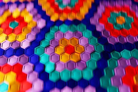 Multicolored pattern, hexagon pattern. 3D visualization Stock Illustration