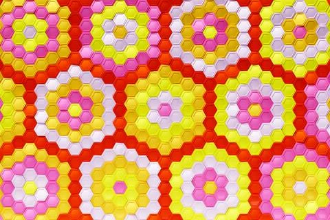 Multicolored pattern, hexagon pattern. 3D visualization Stock Illustration