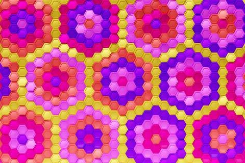 Multicolored pattern, hexagon pattern. 3D visualization Stock Illustration