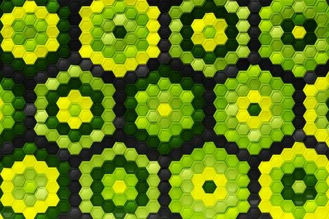 Multicolored pattern, hexagon pattern. 3D visualization Stock Illustration