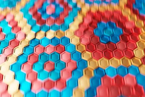Multicolored pattern, hexagon pattern. 3D visualization Fotos de archivo