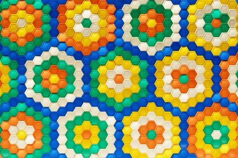 Multicolored pattern, hexagon pattern. 3D visualization Fotos de archivo