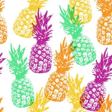 Multicolored pattern with pineapples Illustrazione stock