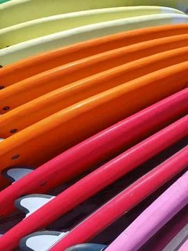 Multicolored pattern with surf boards. Background Stock Photos