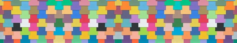 Multicolored pattern toned saturated color.Reflected siding tiles.Banner Foto stock