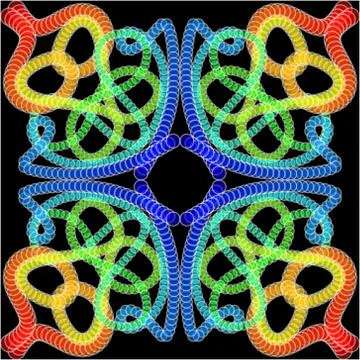 Multicolored patterns composed from circles. Tile with symmetric rainbow Illustrazione stock