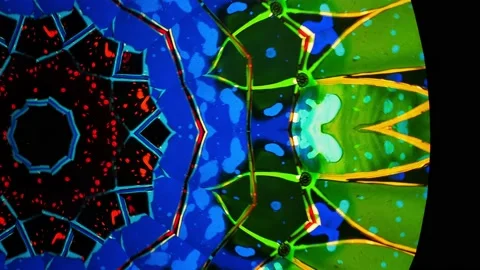 Multicolored patterns in a rotating kaleidoscope Stock Footage 132296768