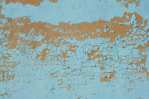 Multicolored peeling blue wall texture and background. Surface with scratches Stock Photos