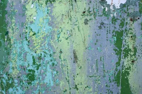 Multicolored peeling wall texture and background. Surface with brush stroke.. Stock Photos