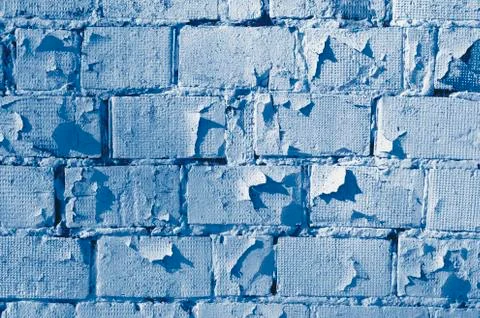 Multicolored peeling wall texture and background. Painted brickwork.  toned Stock Photos